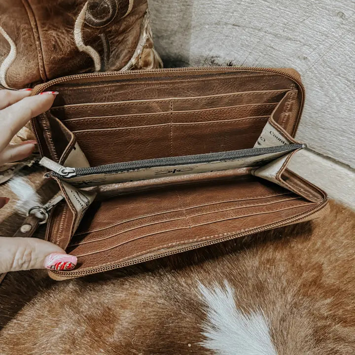 Checkered Cowhide Wristlet Wallet