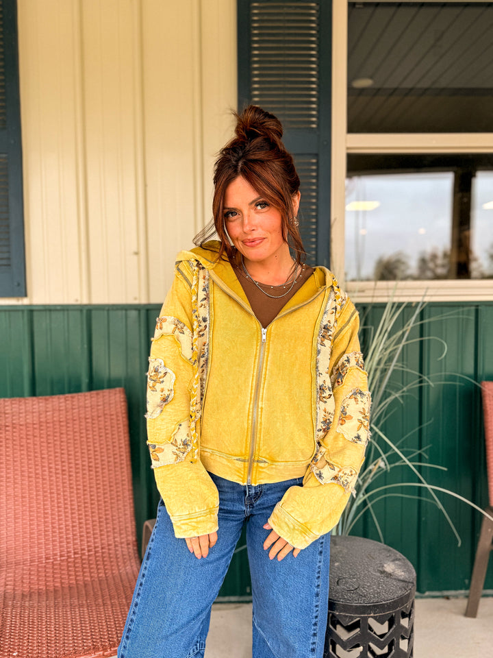 POL: Faye in Floral Zip Hoodie