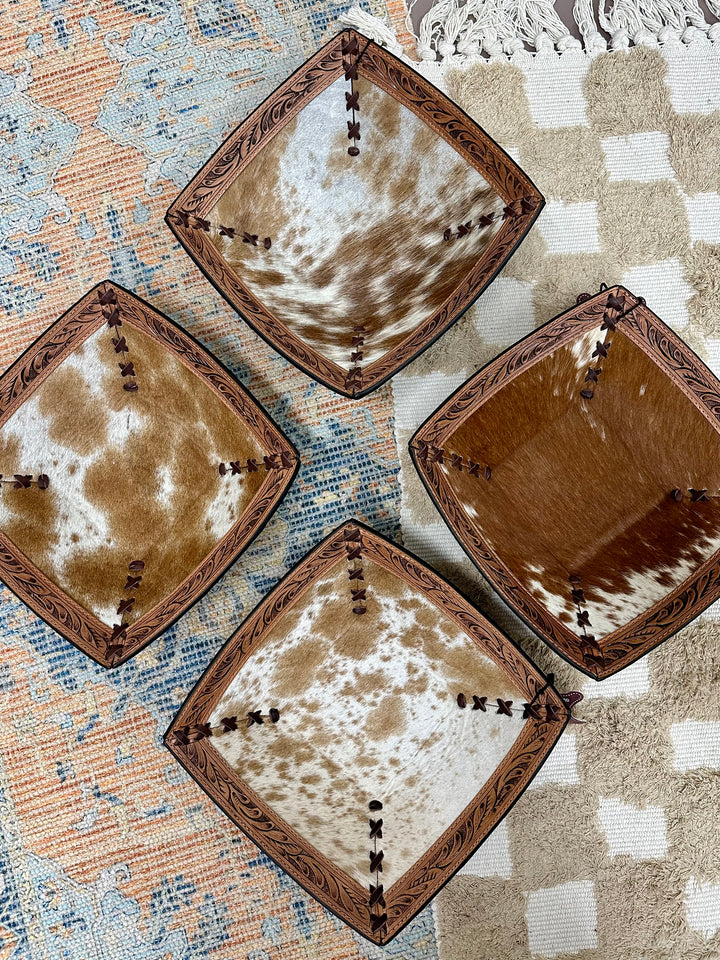 Cowhide Tooled Leather Bowl