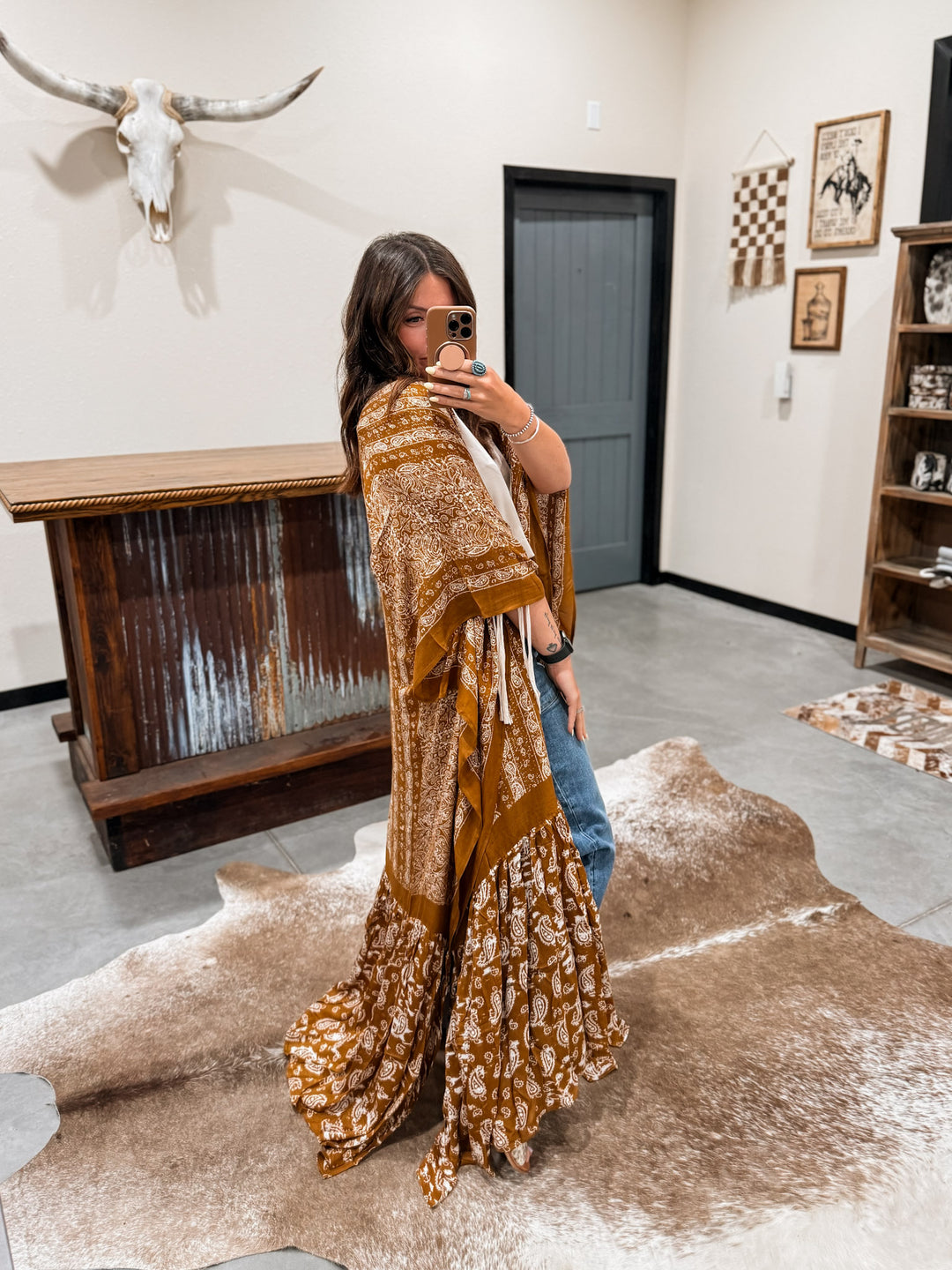 Paisley Cast Away Kimono: Rust