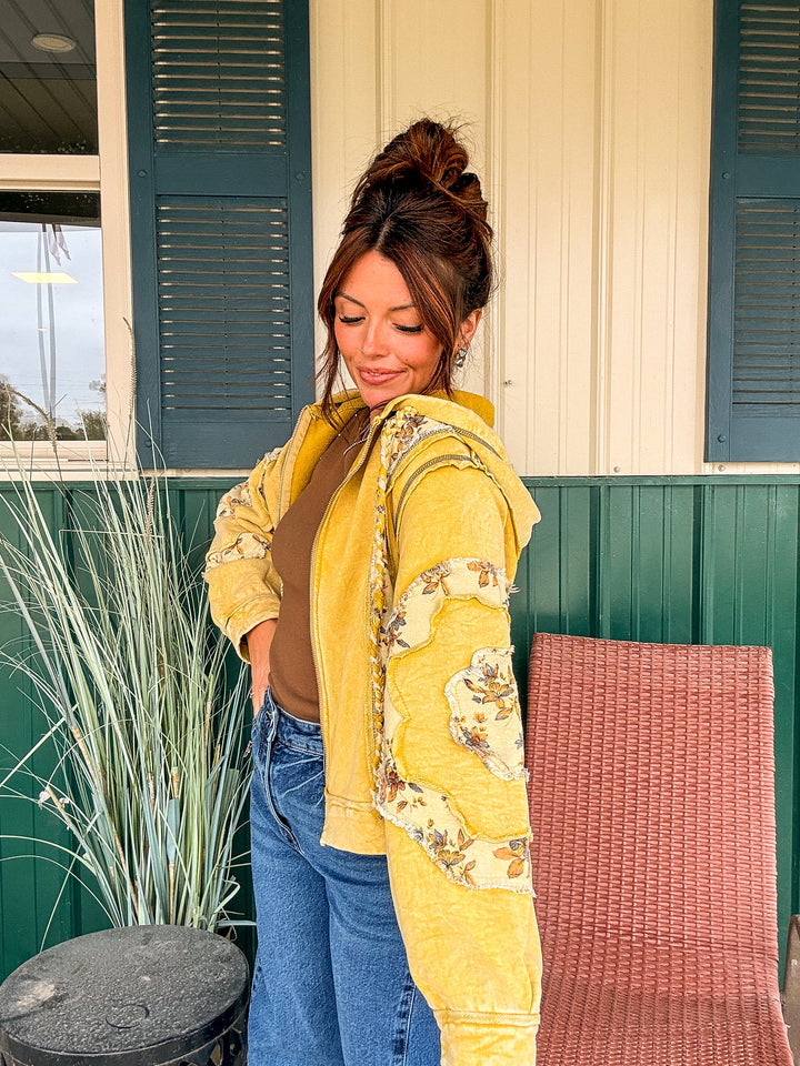 POL: Faye in Floral Zip Hoodie