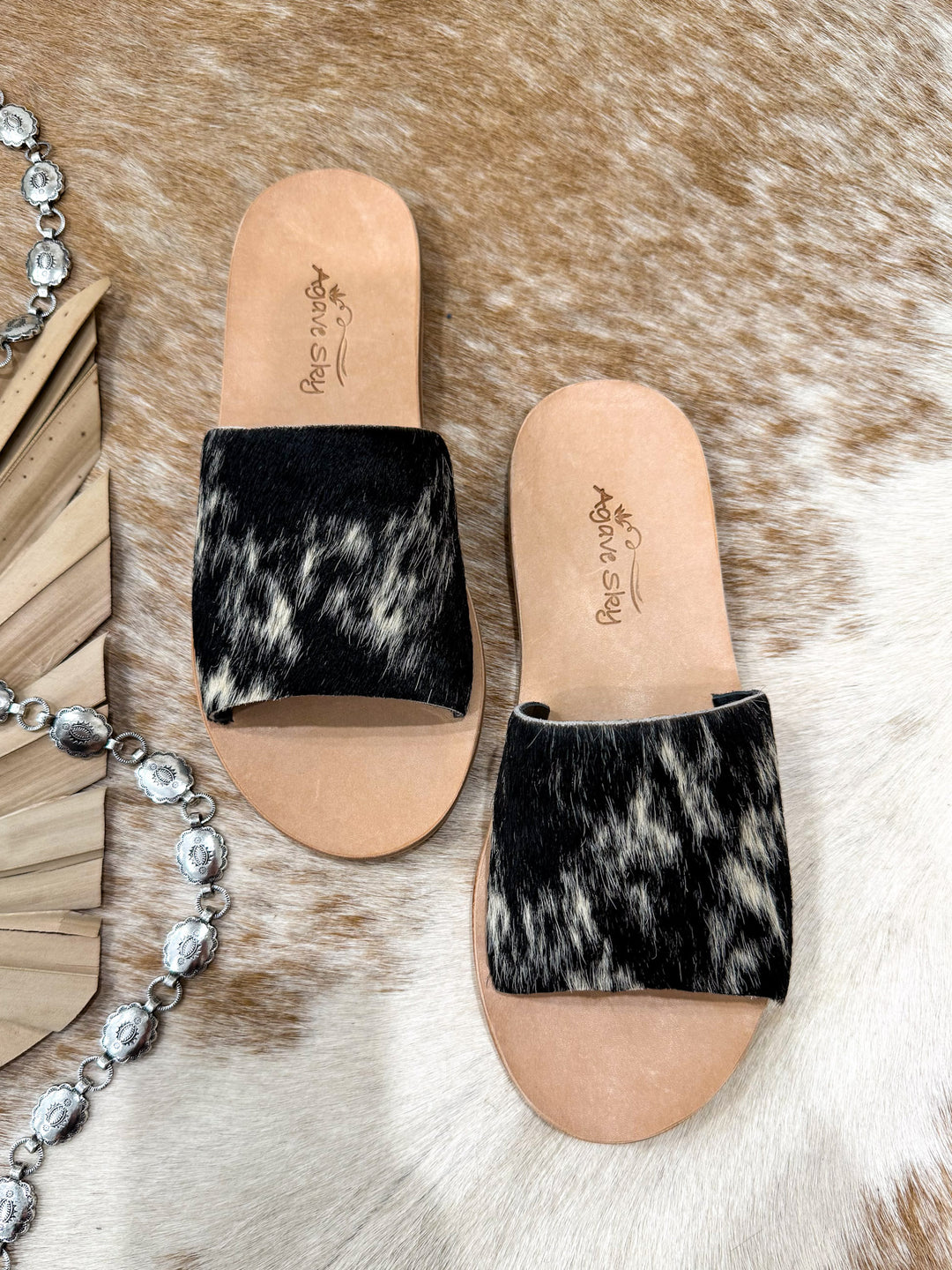 Agave Sky Cowhide Slide Sandal