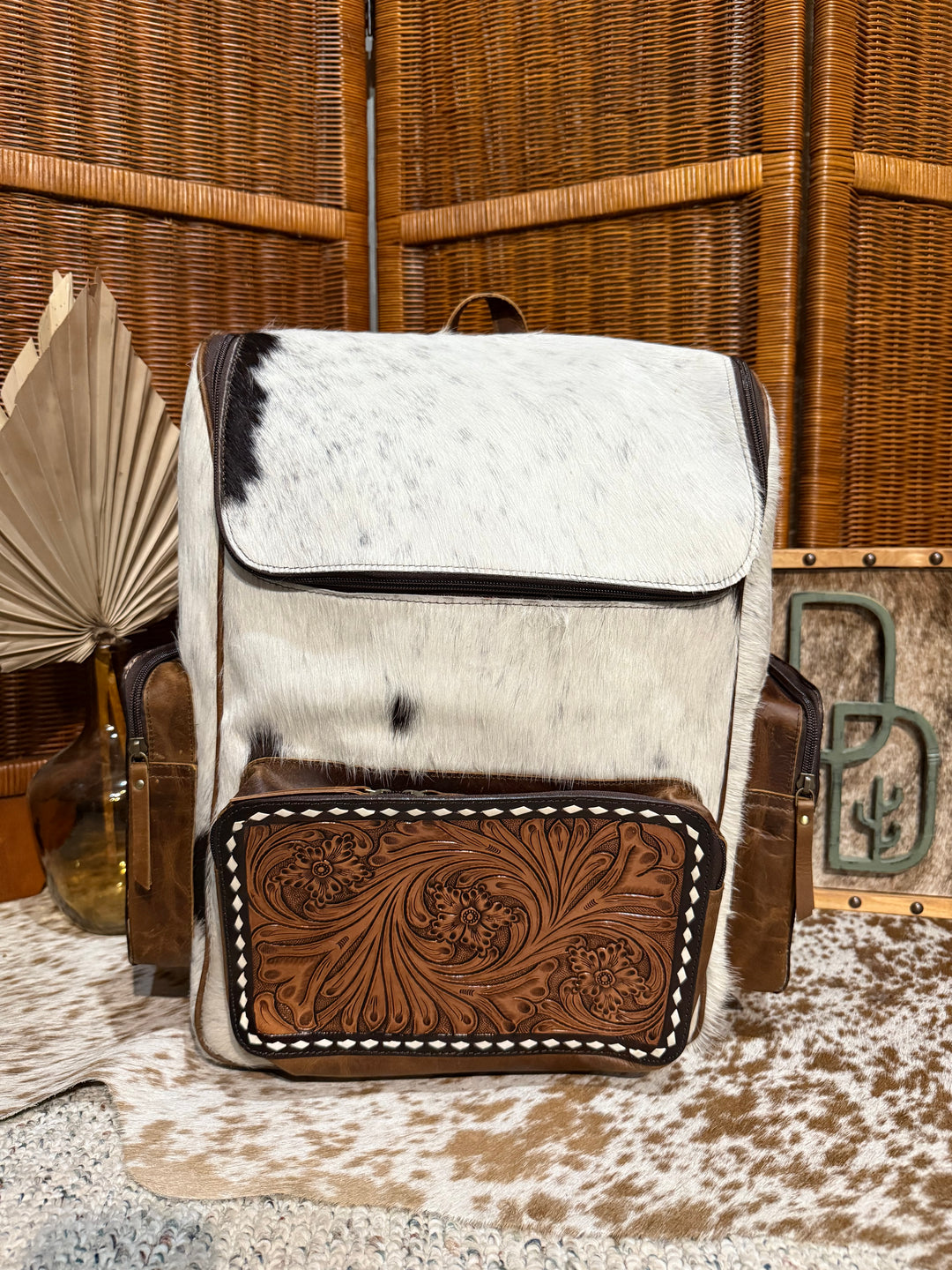 cowhide leather backpack brown Evangeline Cowhide Backpack #90 – Desert Down