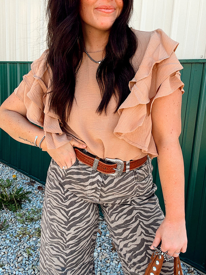 Sabrina Ruffle Blouse: Creamsicle