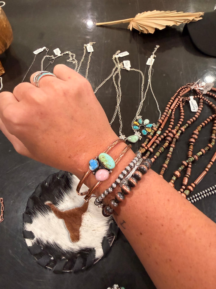 Multi Stone Copper Cuff