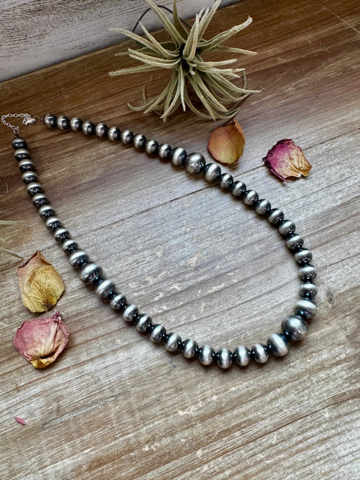 Graduated Silver Pearl Necklace - 20.5” - 10 to 14mm