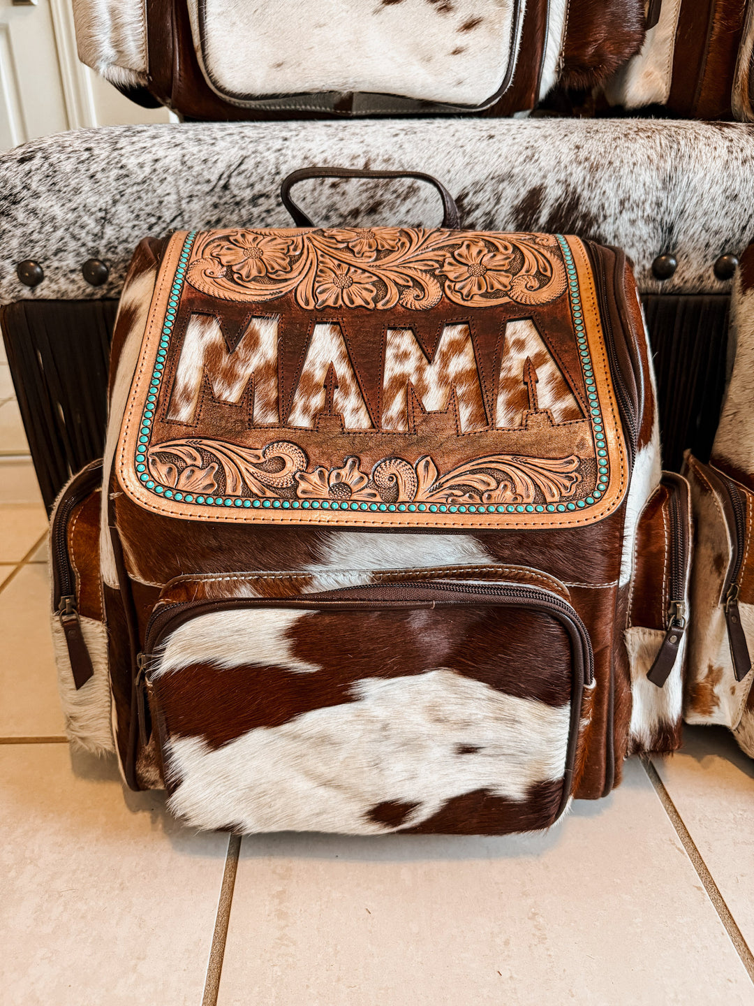 MAMA Cowhide Inlay Backpack