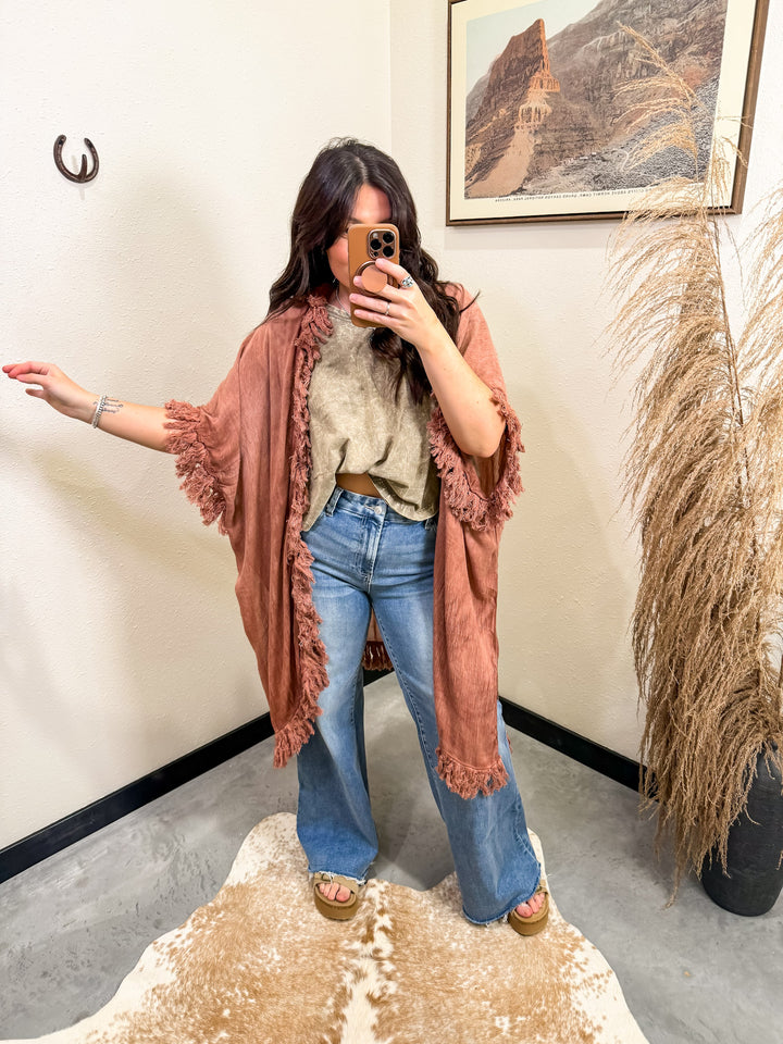 Sun-Bleached Fringe Kimono