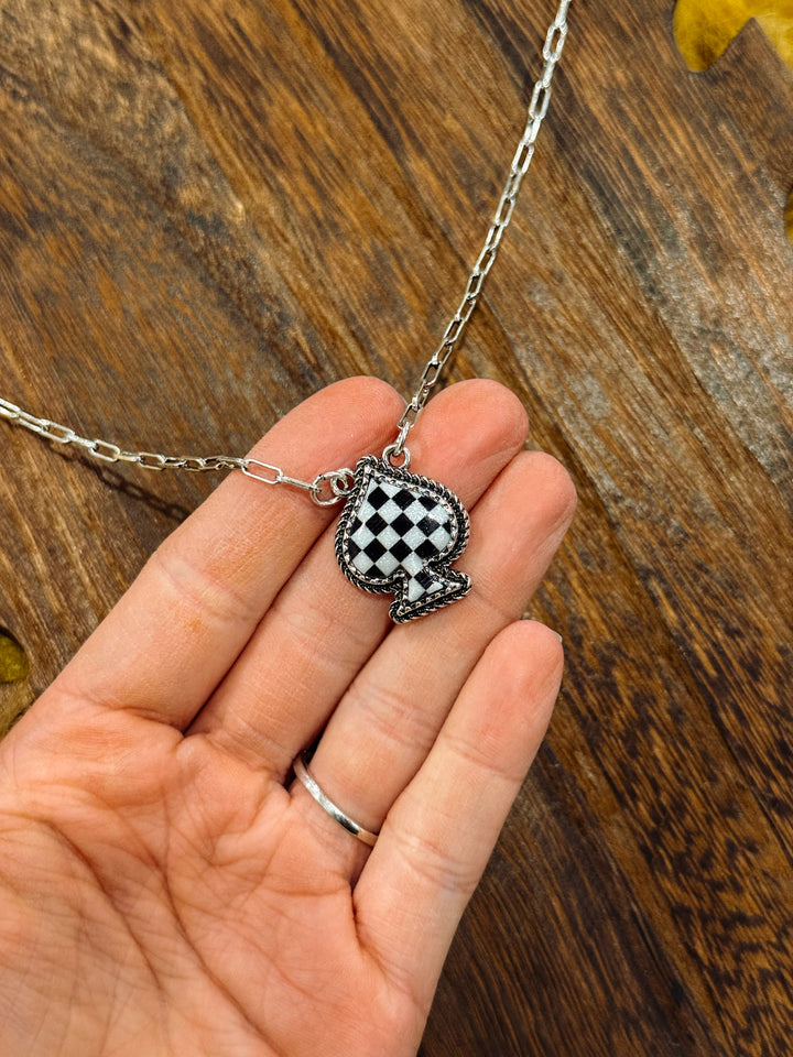 Checkered Spade Necklace