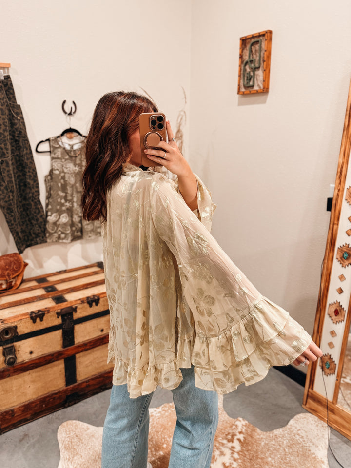 Saguaro Chiffon Top: Golden