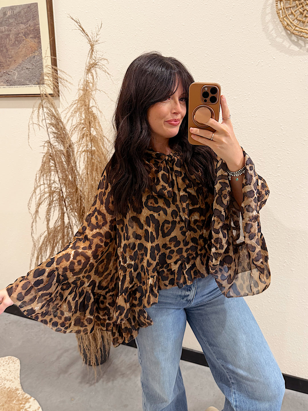 Saguaro Chiffon Top: Cheetah