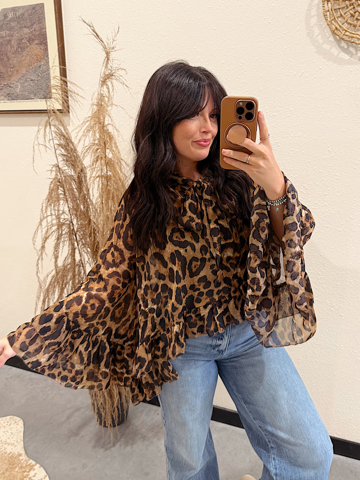 Saguaro Chiffon Top: Cheetah