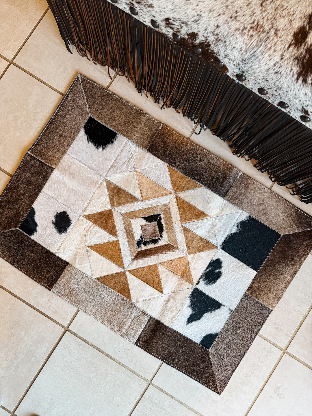 Aztec Cowhide Welcome Mat