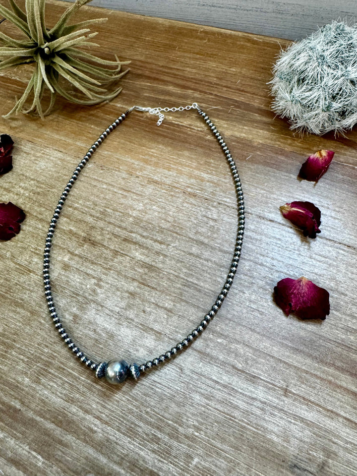 Silver Pearl Chocker - 14” - 3 mm & 10 mm