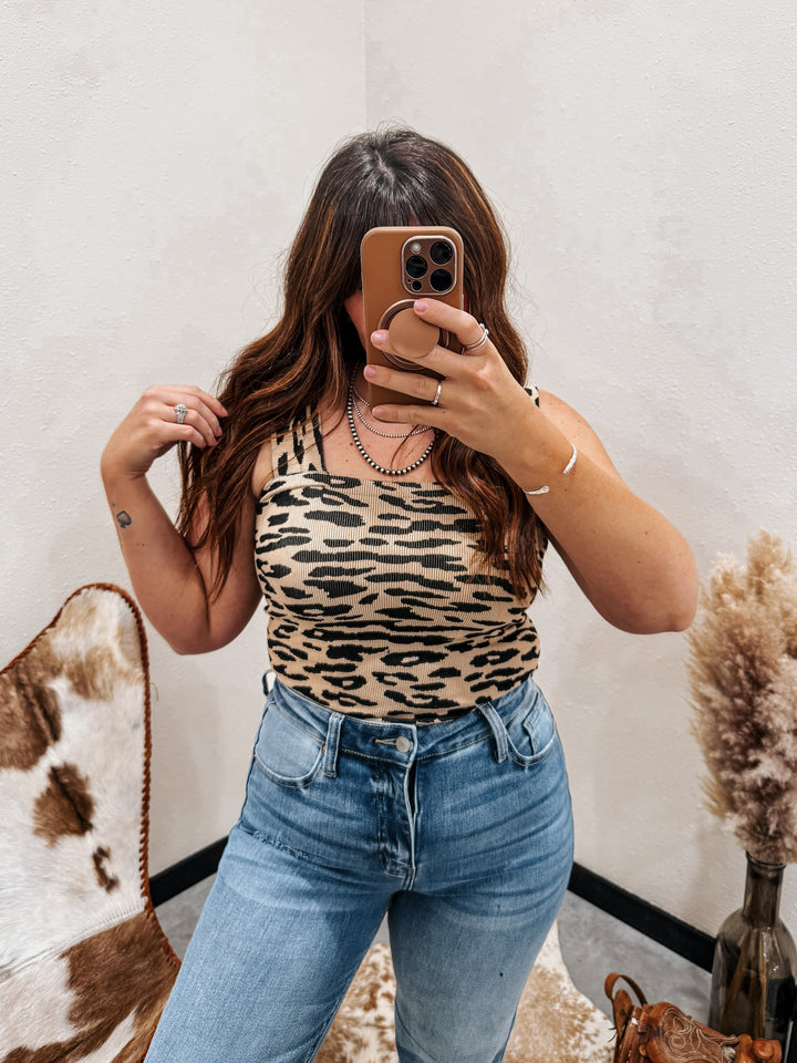 Leopard Ribbed Seamless Top