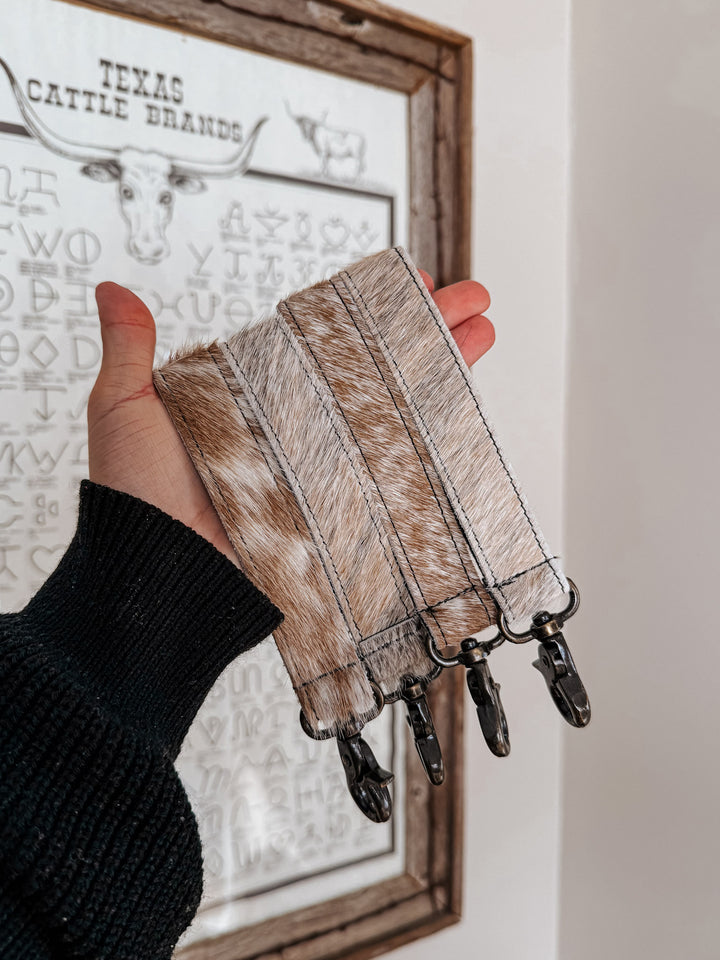 Running Late Cowhide Wristlet