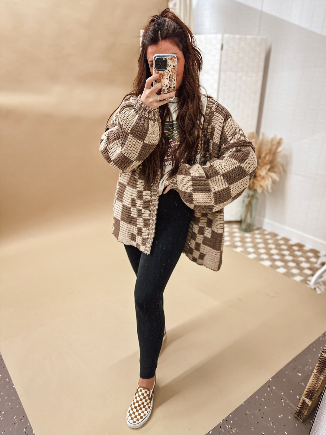 Check Mate Cardigan: Mocha