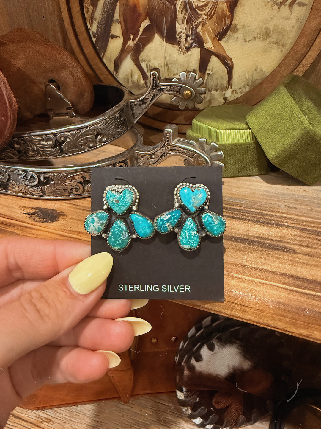 White Water Turquoise Cluster Earrings