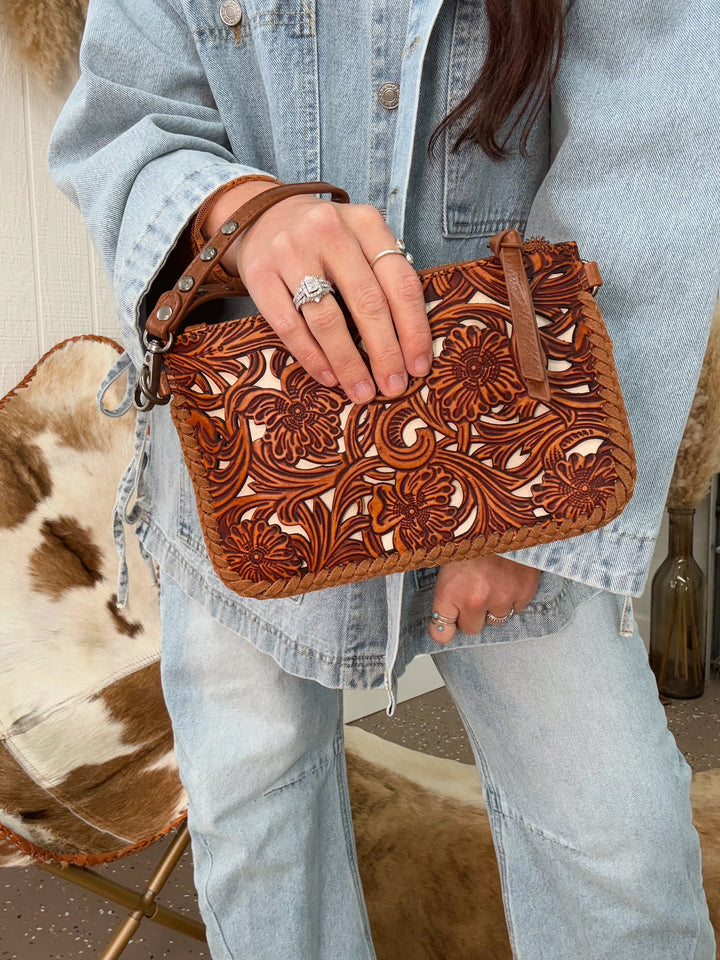 Sterling Tooled Clutch Crossbody