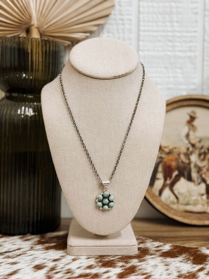 Sea Green Cluster Pendant Necklace