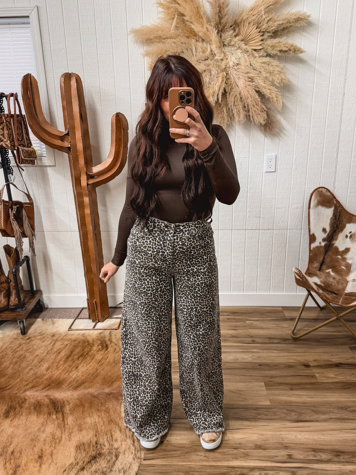 Leopard Wide Leg Jeans