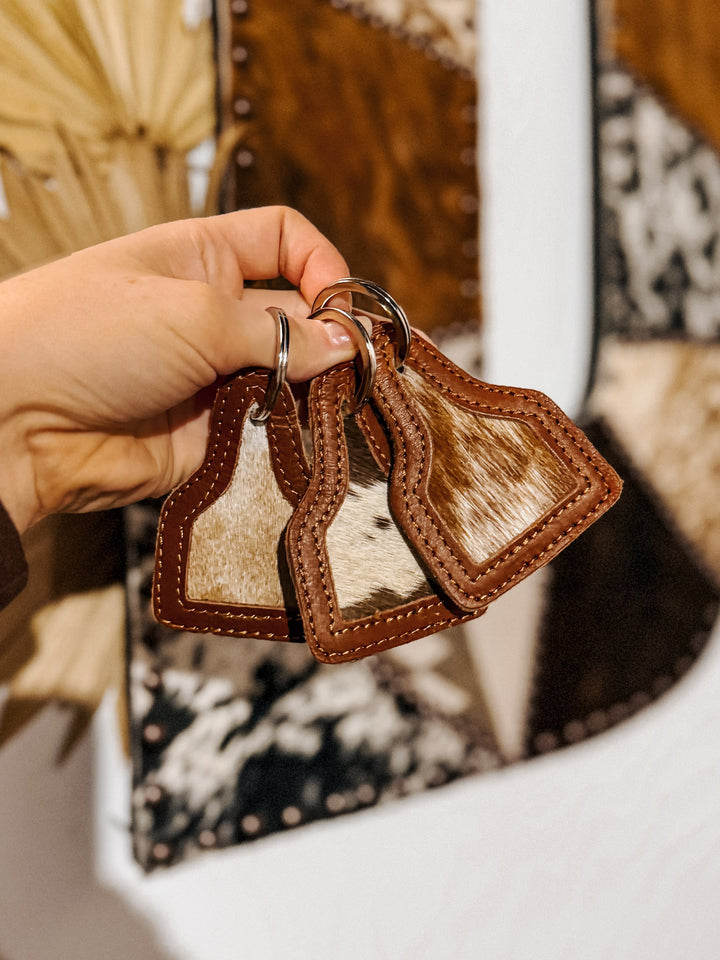 Cow Tag Cowhide Keychain