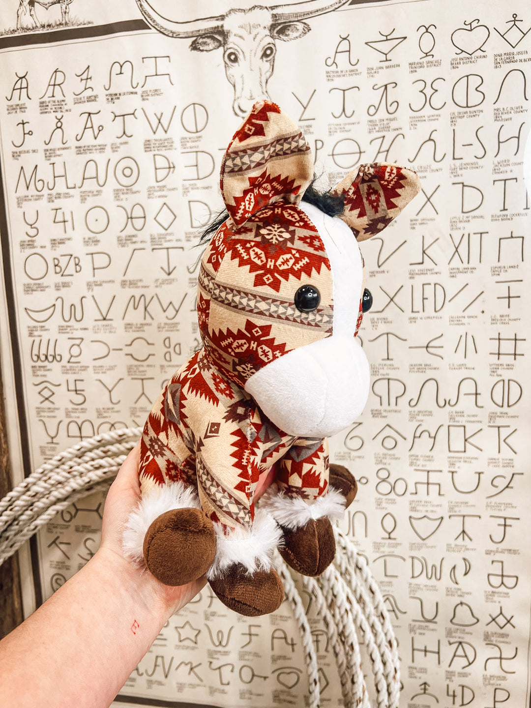 Small Horse Stuffy: Red Aztec