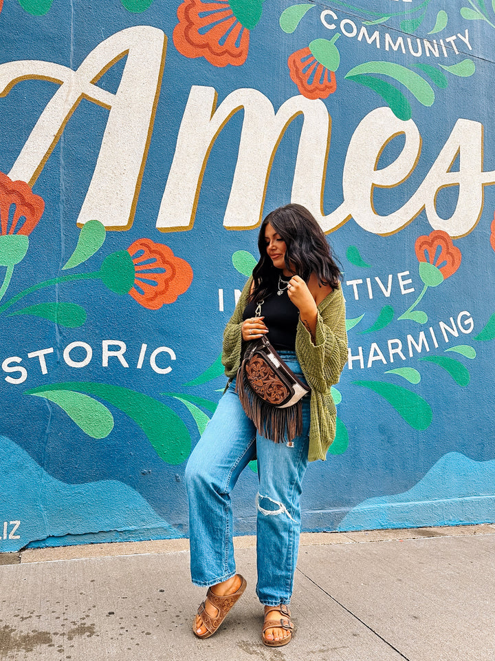 Reagan Crochet Cardigan: Moss