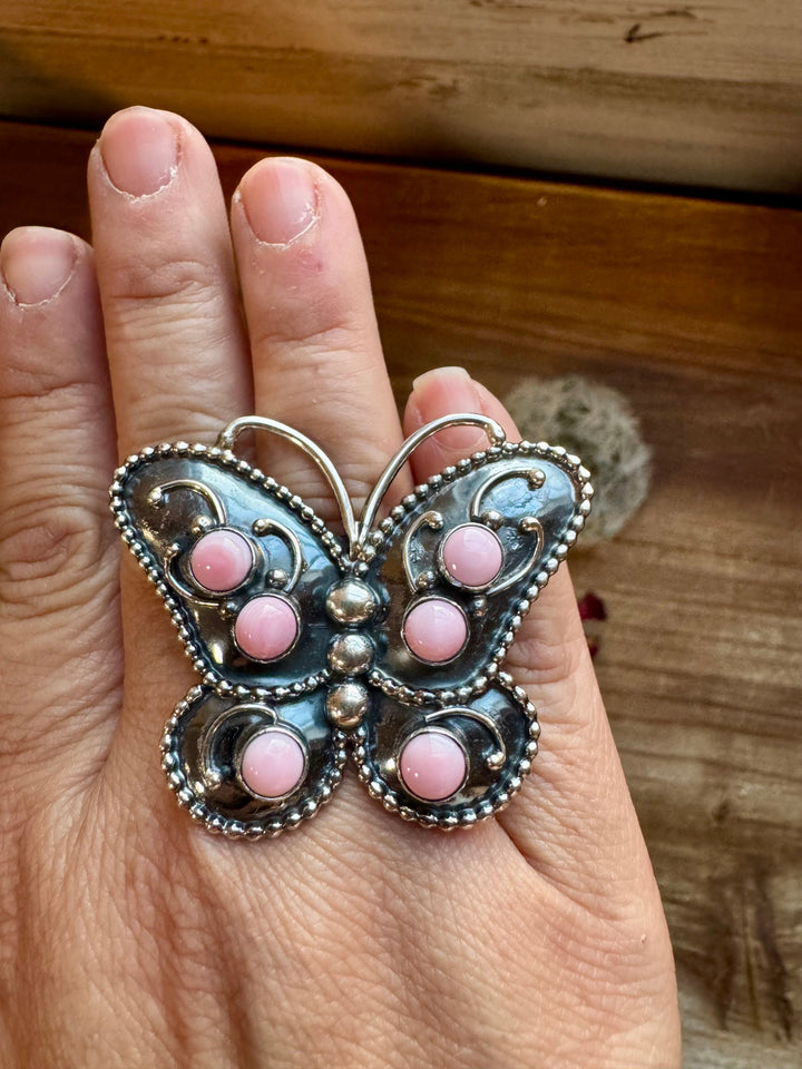 Pink Conch Butterfly Ring -size 7.5