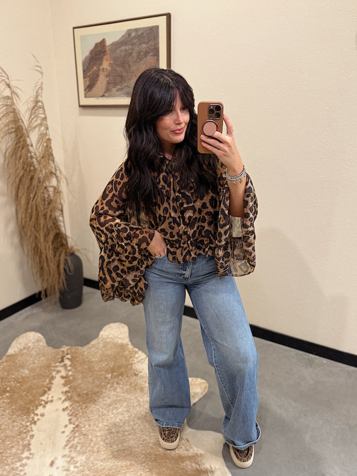 Saguaro Chiffon Top: Cheetah