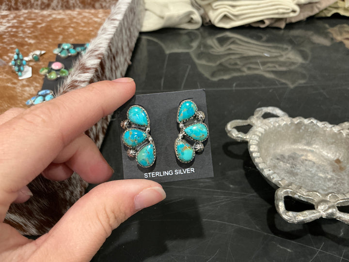 Mojave Turquoise Trio Cluster Earrings