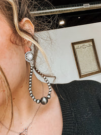 Concho Teardrop Navajo Pearl Earrings