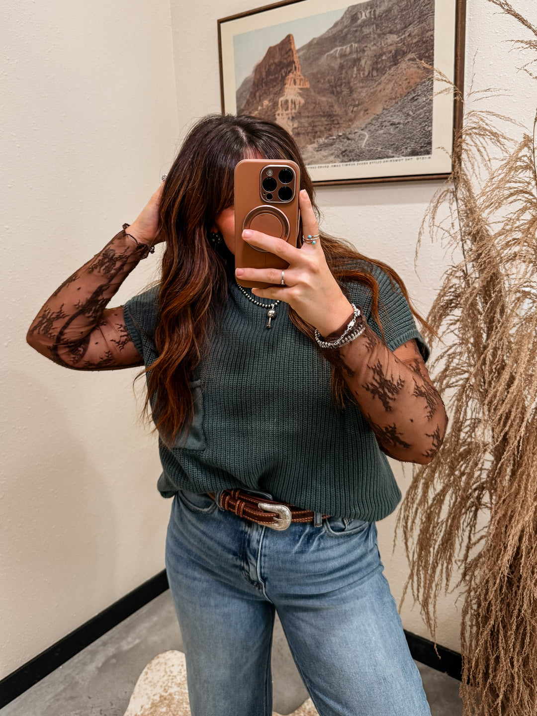 Mischief Lace Top: Brown