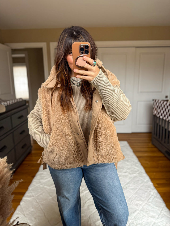 Cozy Sherpa Vest: Beige
