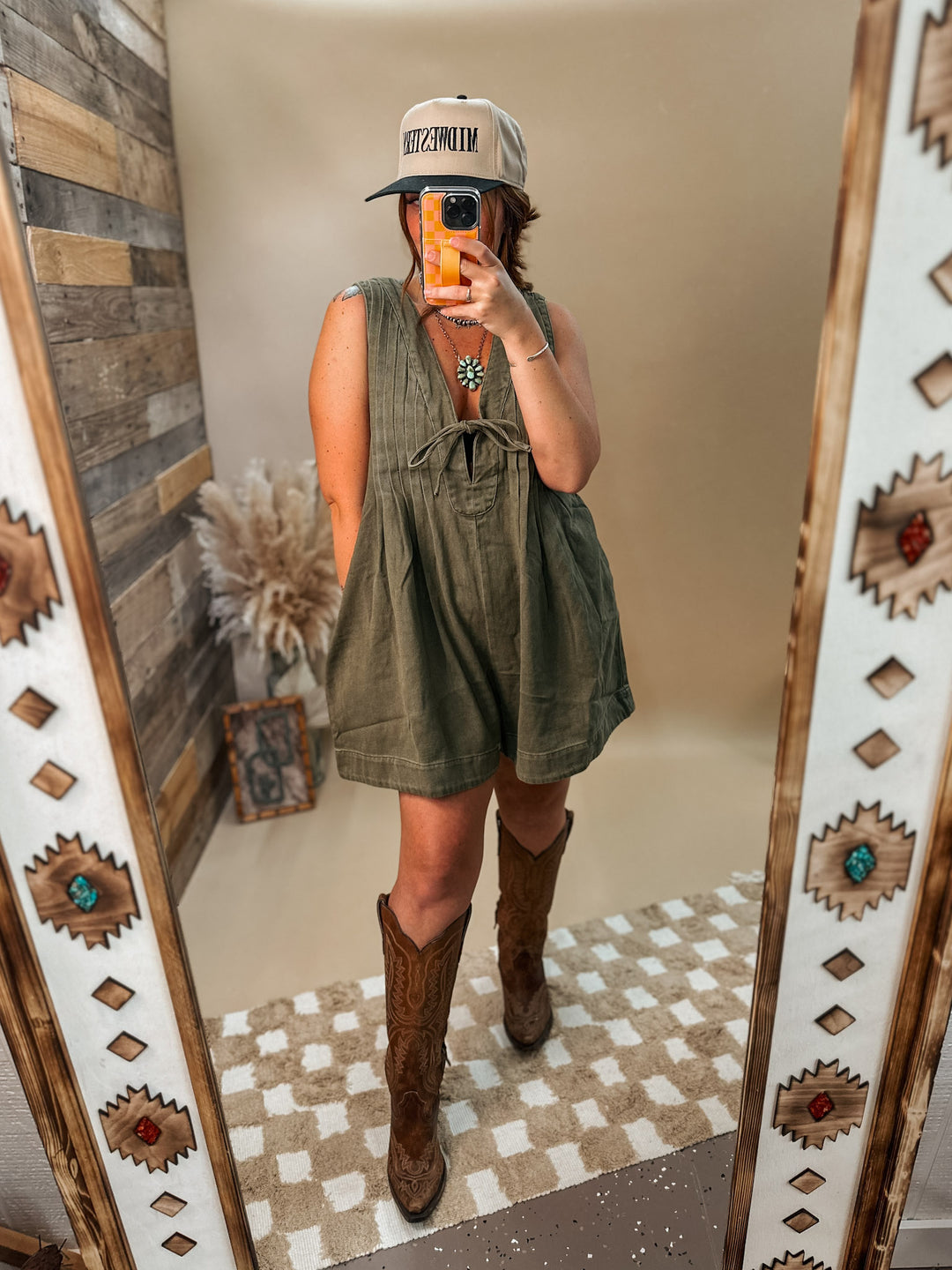 Kick Back Romper: Olive