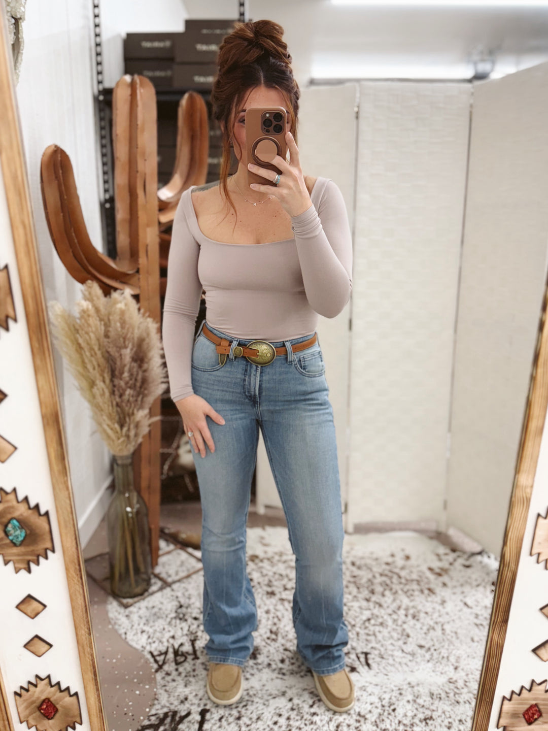 Brooke Square Neck Long Sleeve: Mauve