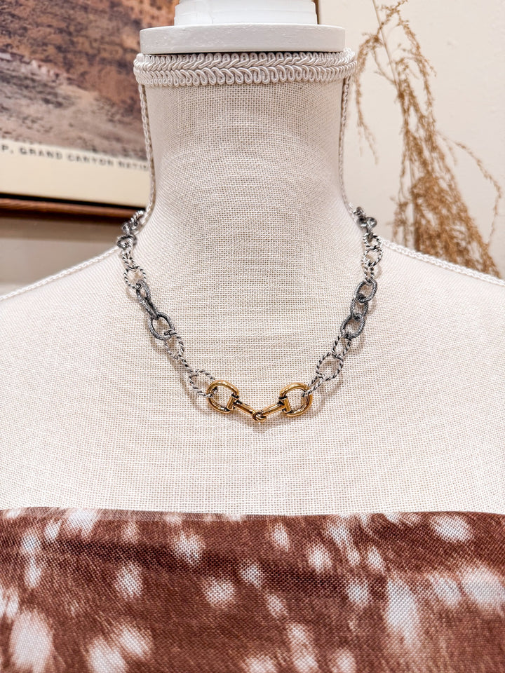 Mix Metal Chain & Bit Necklace