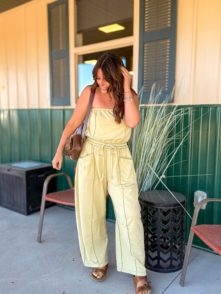 Twisted Lime Barrel Jumpsuit