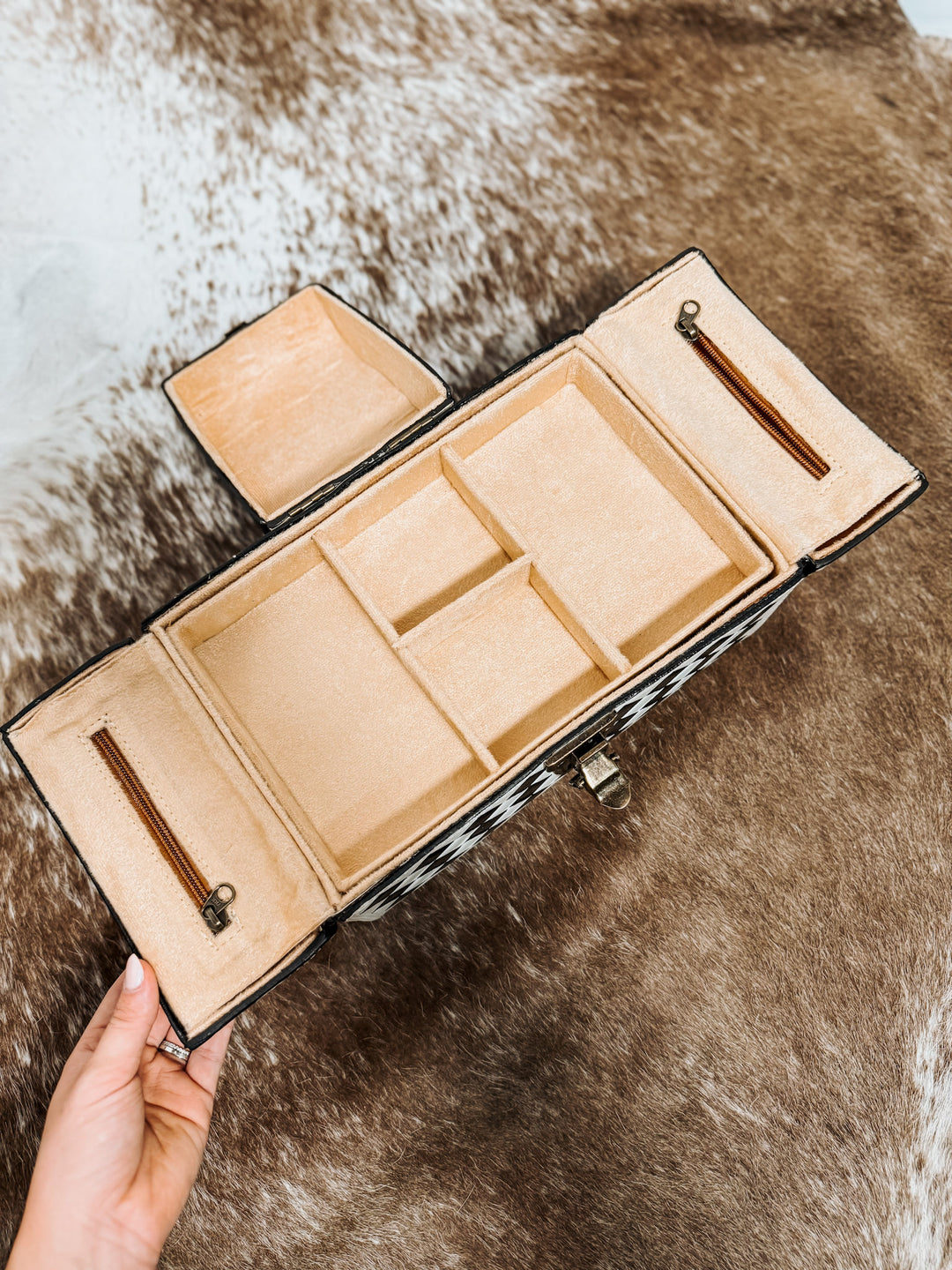 Checkered Leather Makeup Case