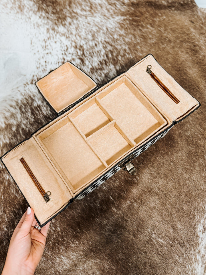 Checkered Leather Makeup Case