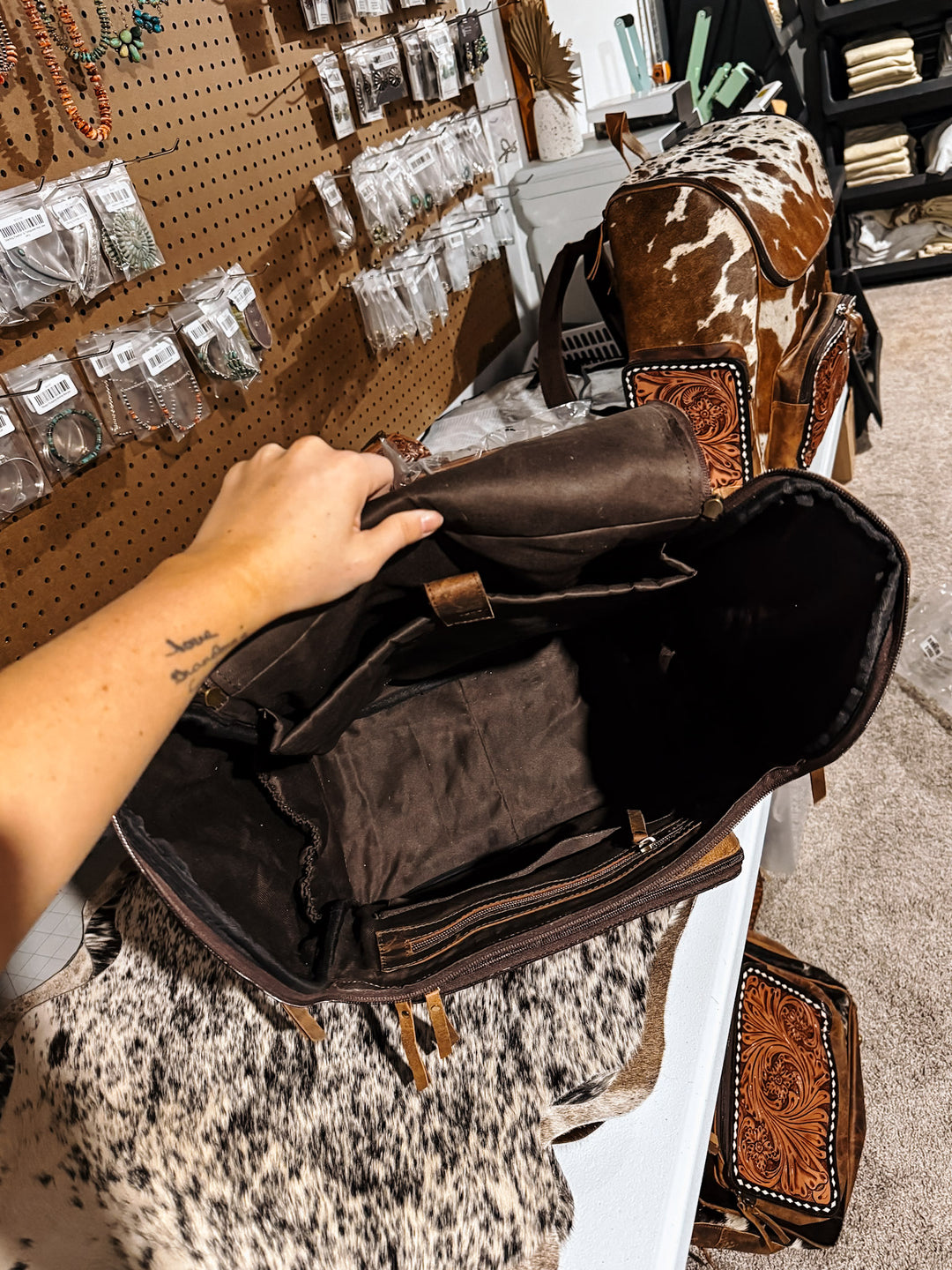 Evangeline Cowhide Backpack #9