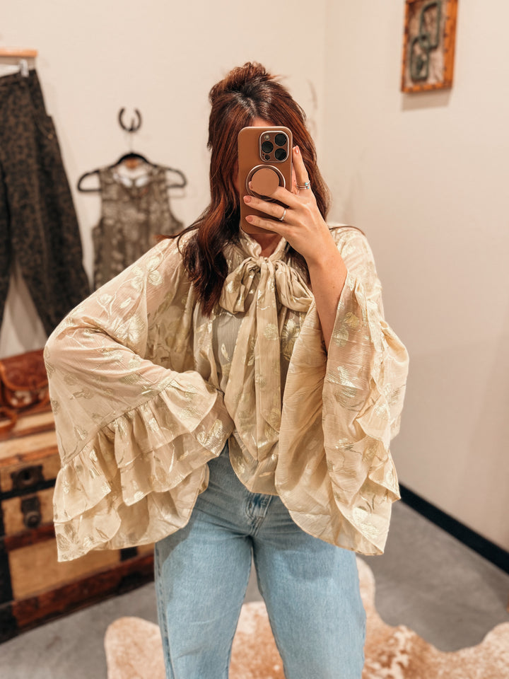 Saguaro Chiffon Top: Golden