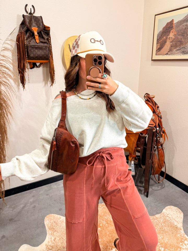 Copper Bit Trucker Hat: Cream Checkered