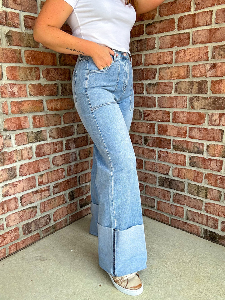 Wyatt Cuffed Wide Leg Jean