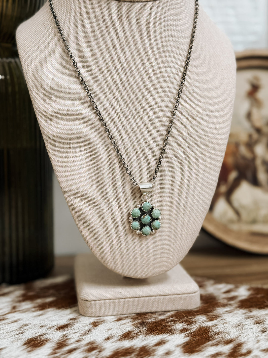 Sea Green Cluster Pendant Necklace