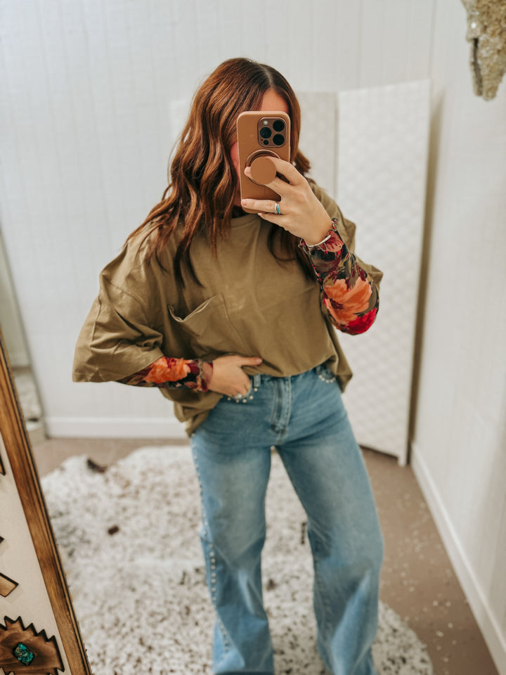 Homebody Oversized Tee: Khaki