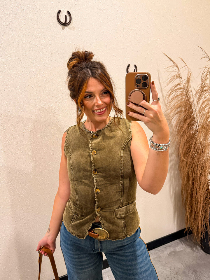 Corduroy Scallop Vest Top