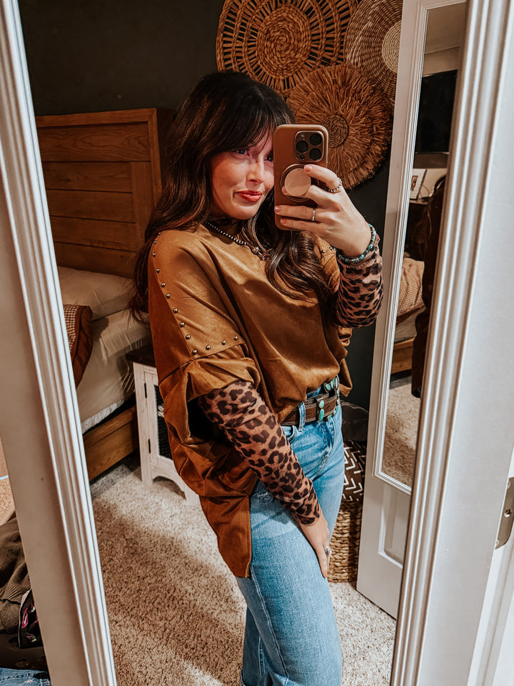 Suede & Stud Espresso Top