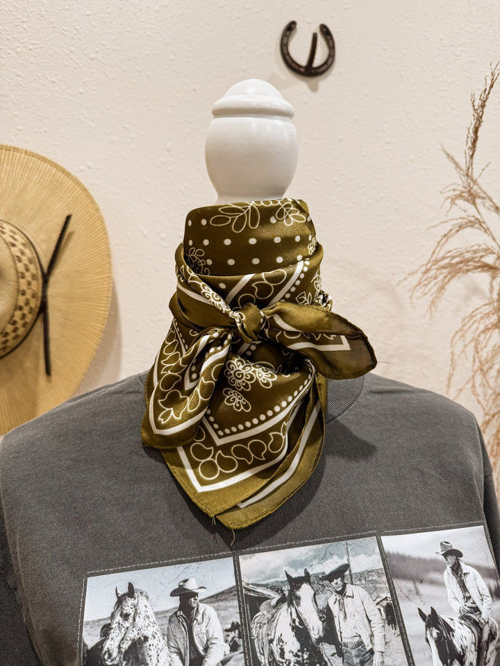 Dottie Satin Square Scarf: Olive