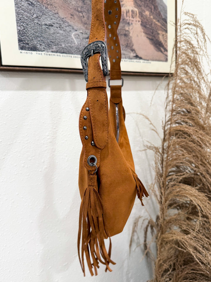 Half Moon Fringe Buckle Hobo Bag